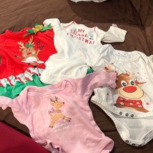 0-3/3month Festive Christmas outfits- set of 4